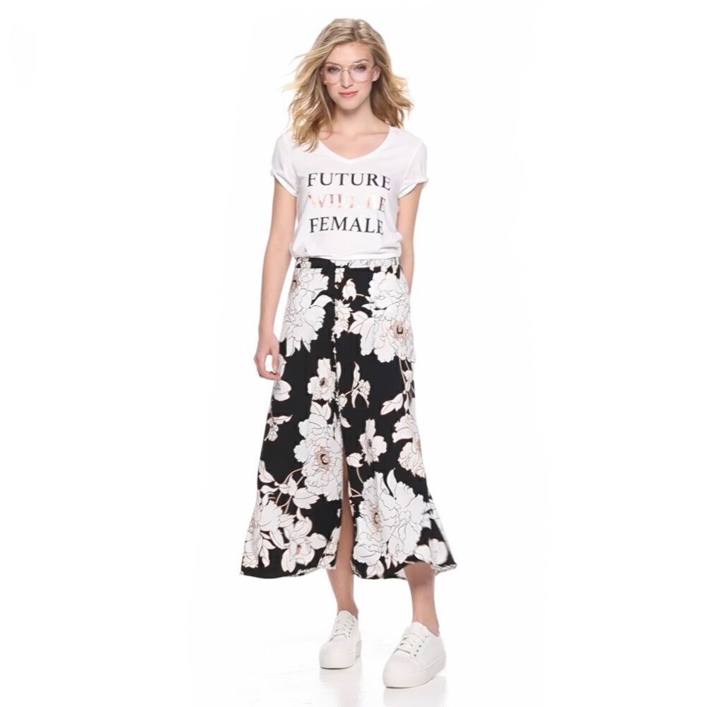Apt. 9 Black & White Floral Midi Button Dress XXL